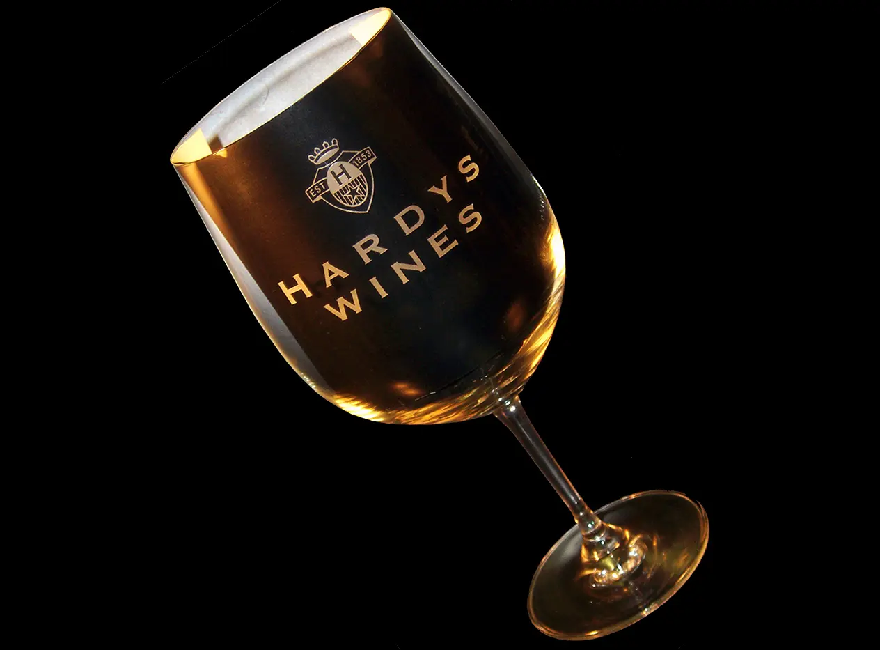 Wine glass personalised with precision engraving